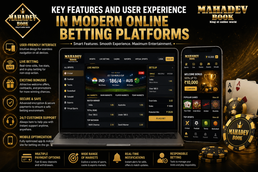 Modern online betting platform showing features like live betting and secure payments