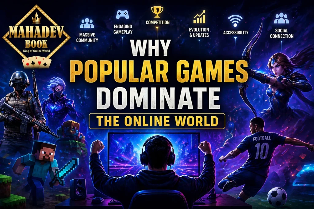 Popular games dominating the online world with global players and Mahadev Book logo