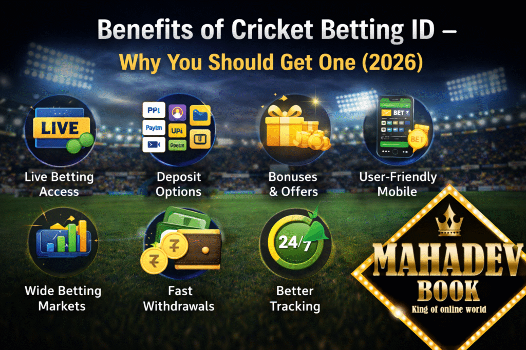 Benefits of Cricket Betting ID India 2026 Mahadev Book live betting fast withdrawal bonus secure platform