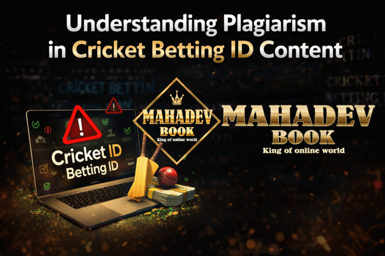 Online Sport Betting Understanding plagiarism in Cricket Betting ID content with Mahadev Book logo, highlighting originality in online cricket betting platforms