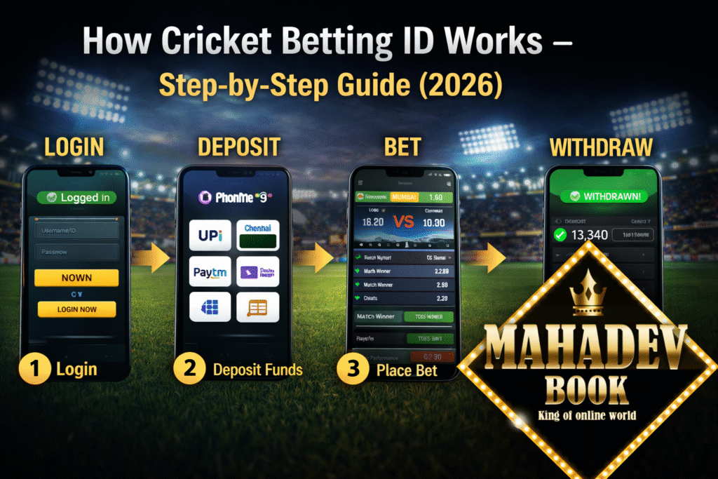 How Cricket Betting ID Works step by step guide 2026 Mahadev Book login deposit bet withdraw