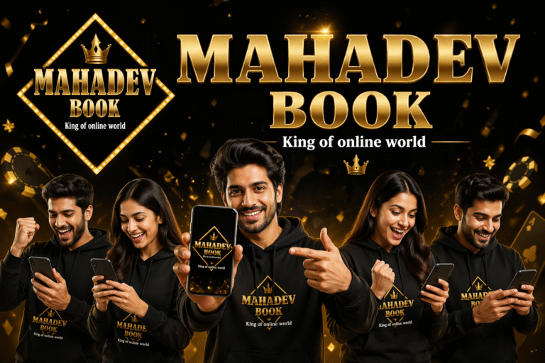 Downloading Apps Mahadev Book App Download banner with logo and users holding smartphones