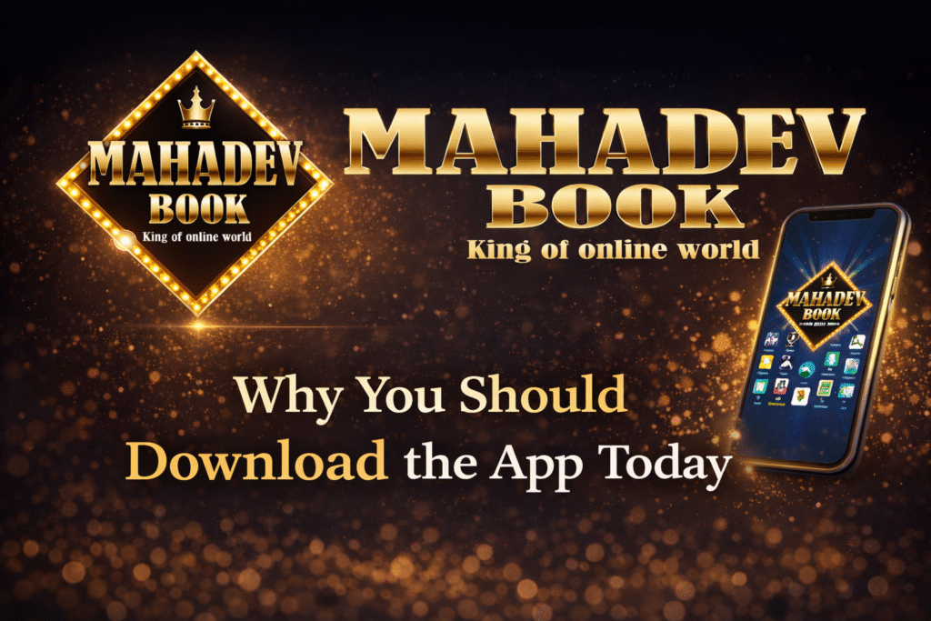 Mahadev Book App download banner with logo showing why you should install the app today