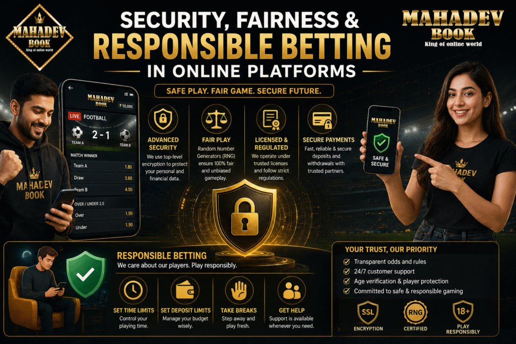 Secure online betting platform with encryption, fair play systems, and responsible gambling features